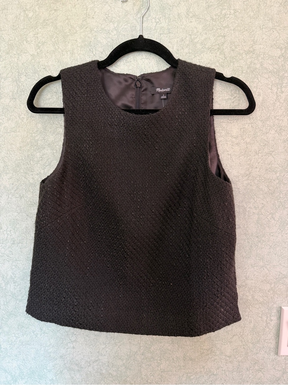 Black Madewell Boxy Shell Textured Tweed Blend top - Size 2